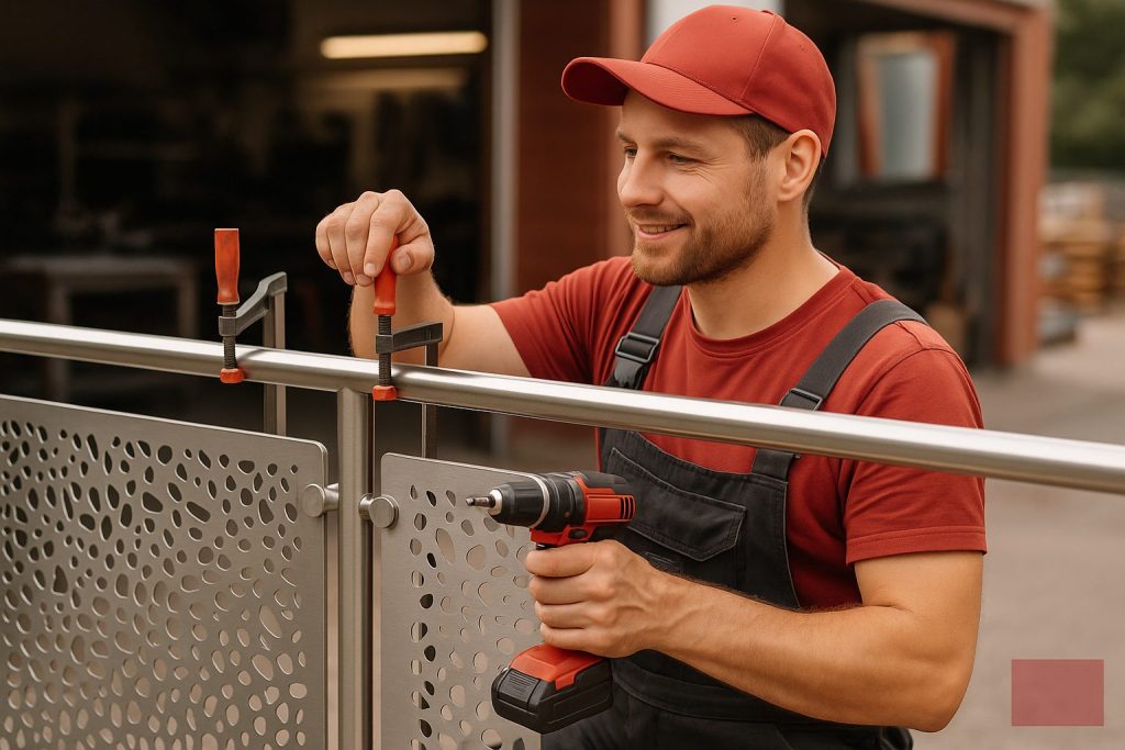 Edelstahlgeländer mit Laserblechfüllung – Schmid & Jakobs